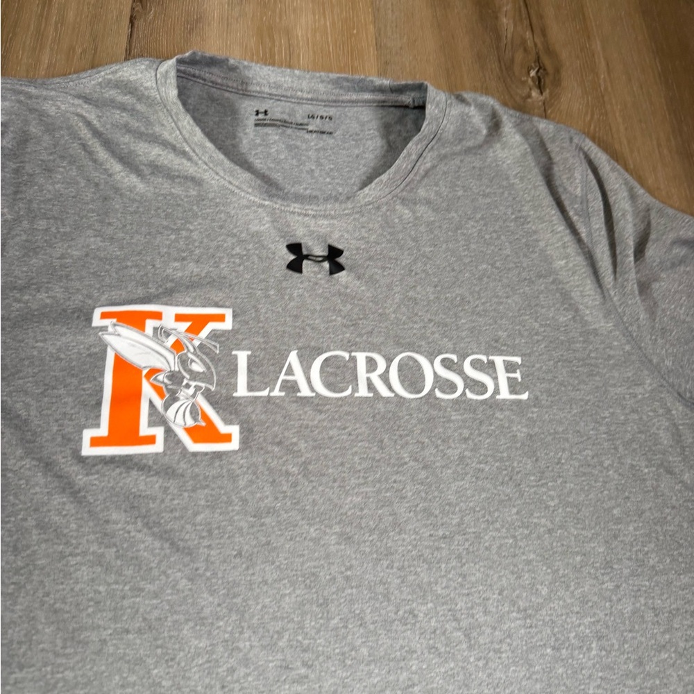 LG Gray Short-Sleeve Lacrosse Graphic Tee with Orange Accent